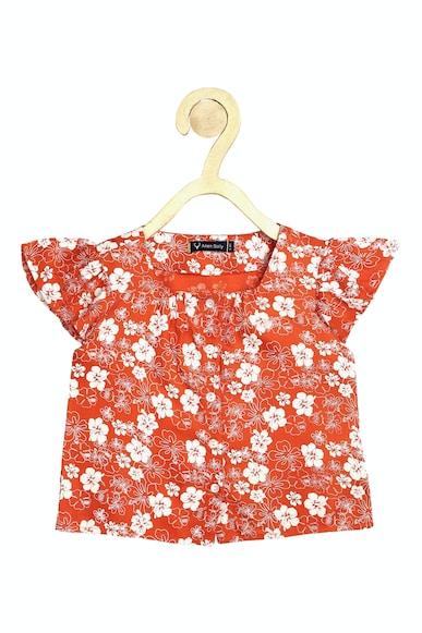 girls red print casual top