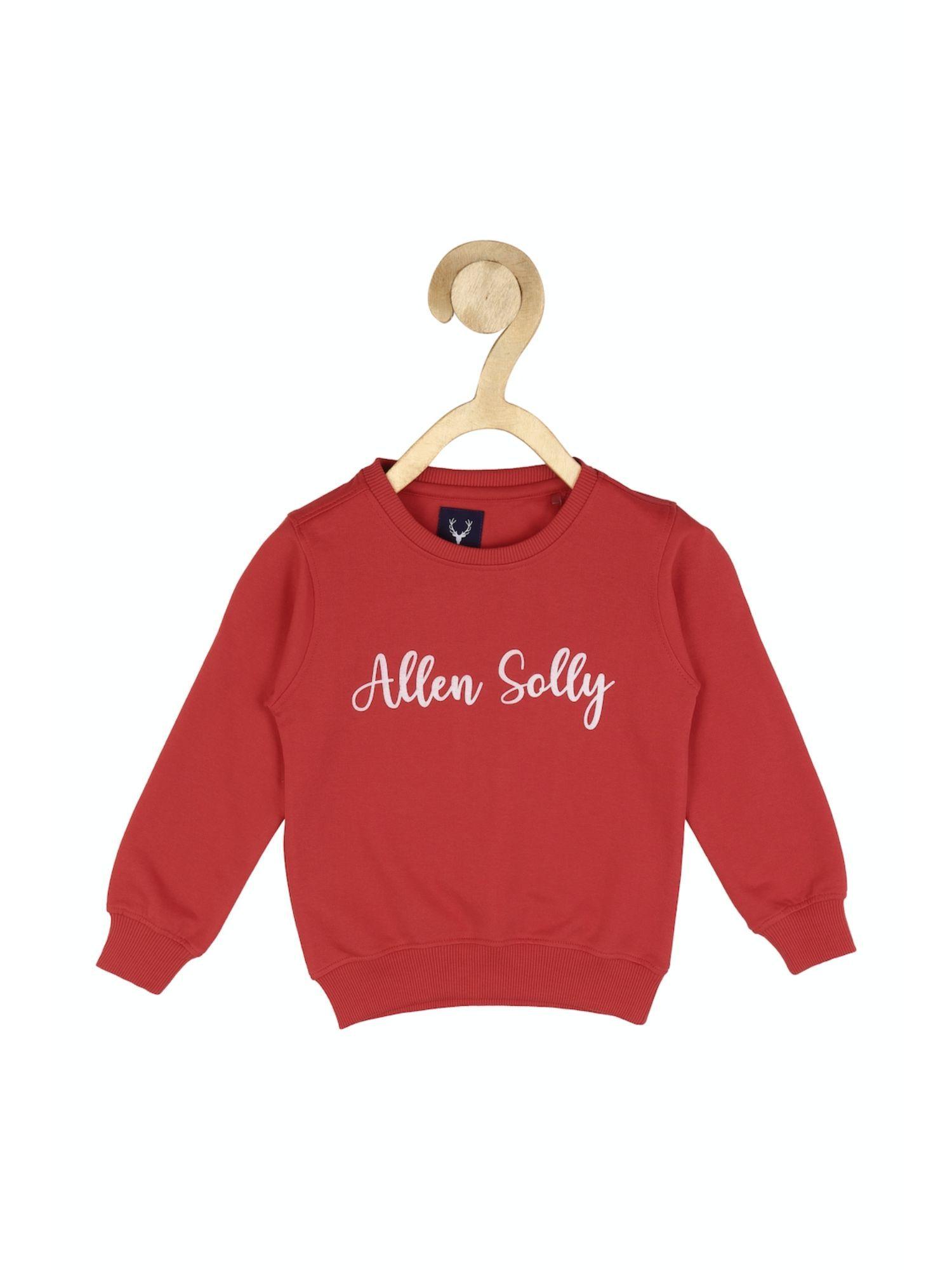 girls red printed regular fit sweatshirt