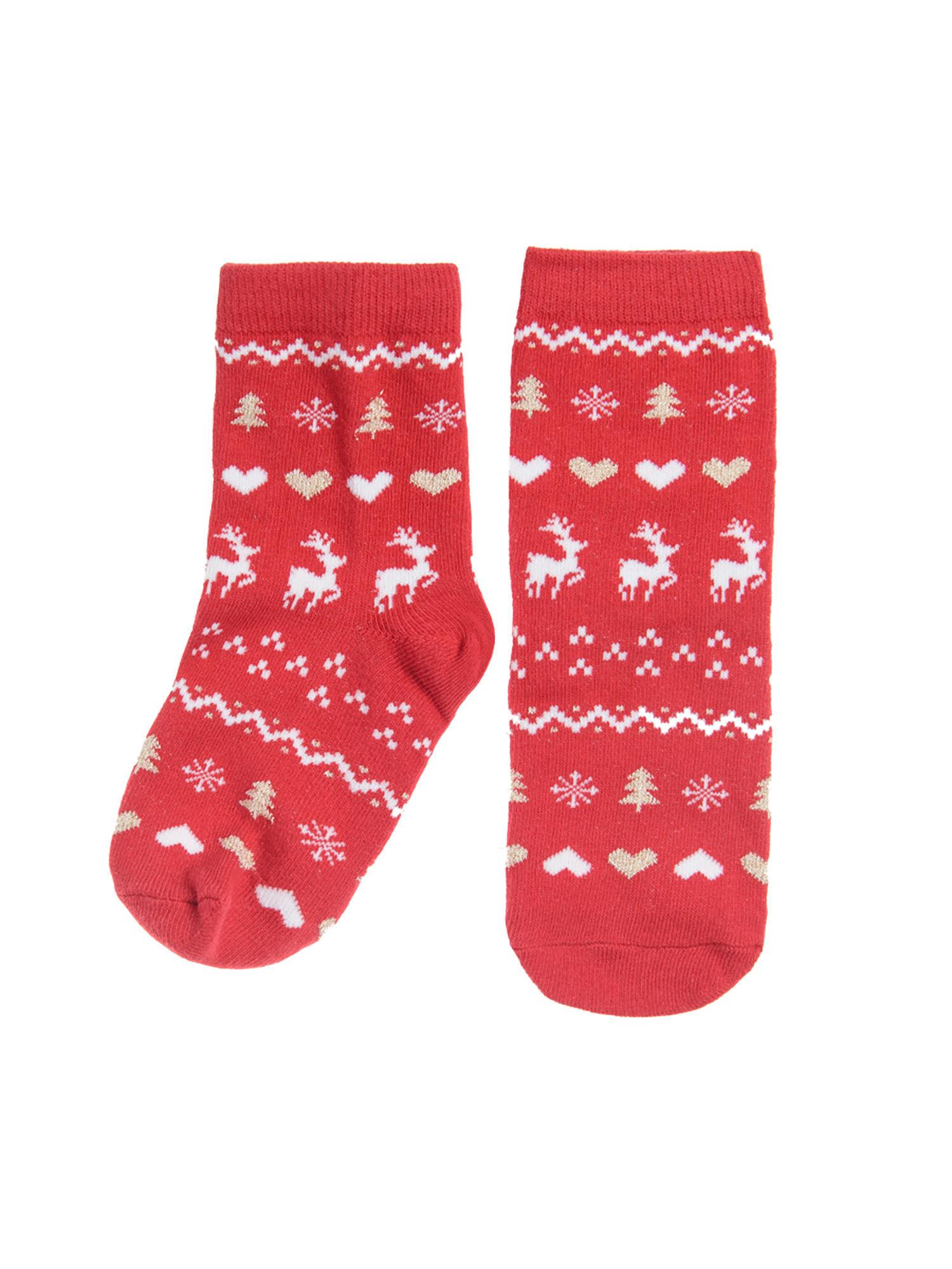 girls red printed socks