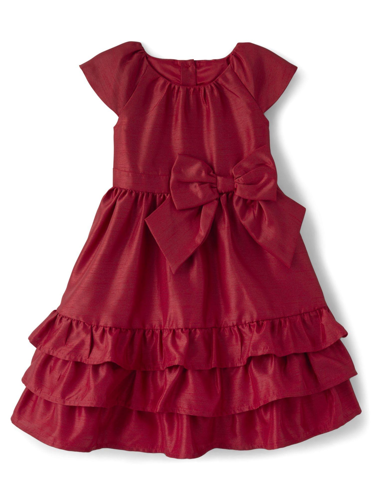 girls red ruffles bow frock dresses (12-18 months)