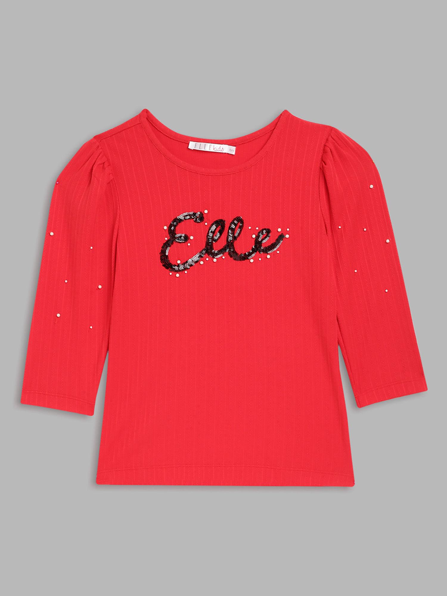 girls red sequins t-shirt