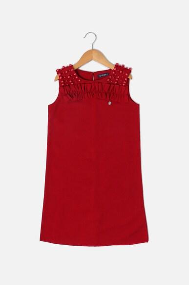 girls red solid casual top