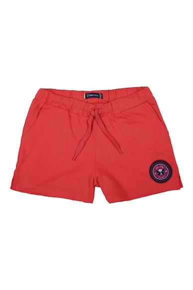 girls red solid regular fit shorts