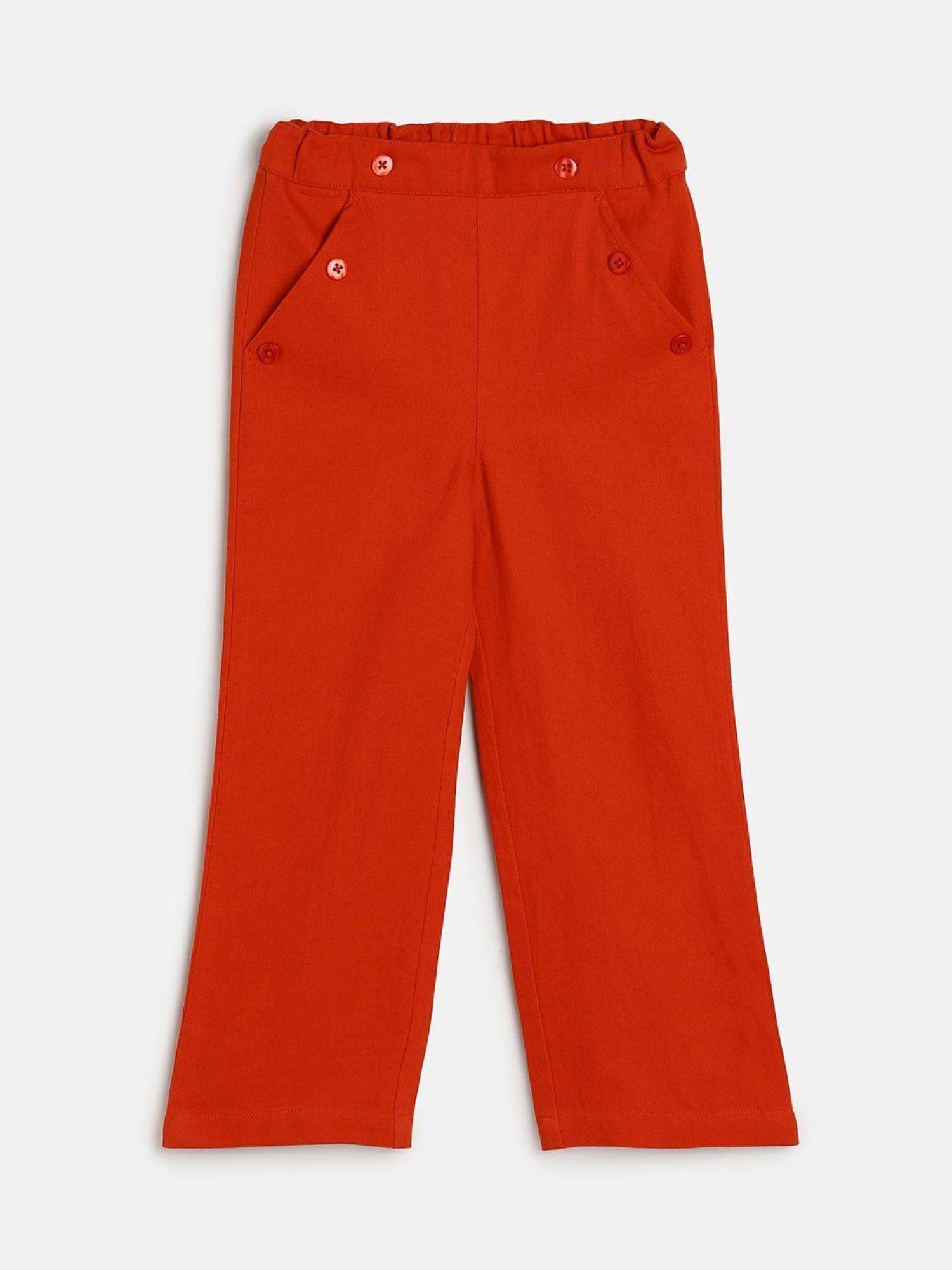 girls red woven pant