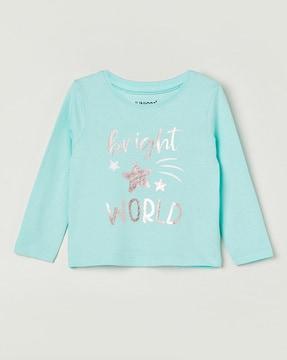 girls regular fit embellished t-shirtr