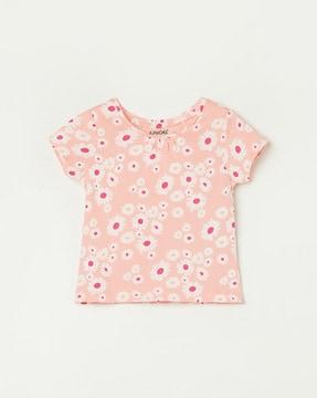 girls regular fit floral print t-shirt