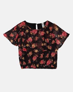 girls regular fit floral print top