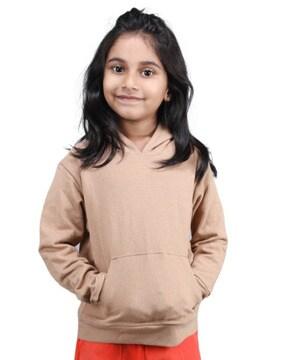 girls regular fit hooded t-shirt with kangaroo pocket