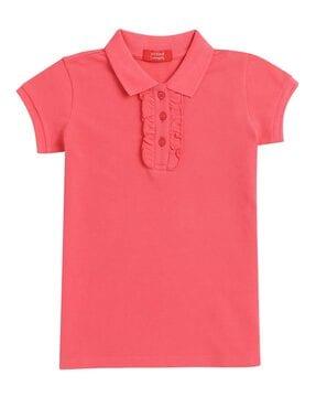 girls regular fit polo t-shirt with short sleeves