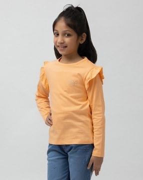 girls regular fit t-shirt with full sleeves