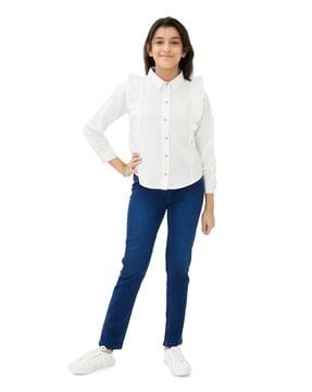 girls regular fit top with button closure