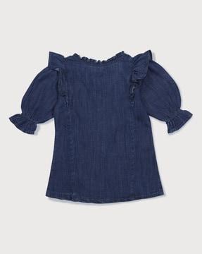 girls regular fit top with ruffle detail