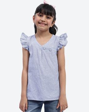 girls regular fit top with v-neck