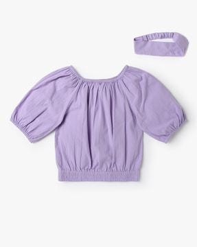 girls relaxed fit gathered top