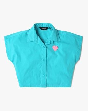 girls relaxed fit shirt with applique