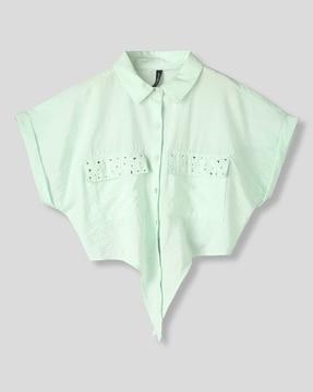 girls relaxed fit top with flap pockets