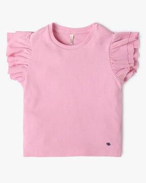 girls ribbed fitted round-neck t-shirt