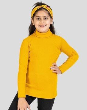 girls ribbed high-neck pullover