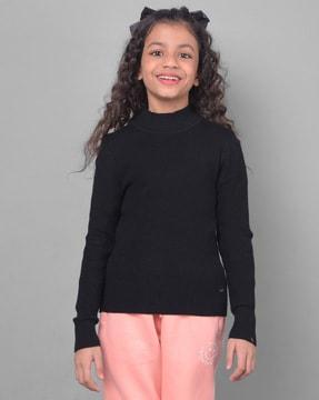 girls ribbed high-neck sweatshirt