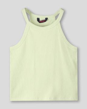 girls ribbed regular fit round-neck singlet