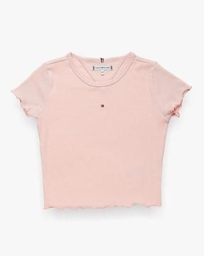 girls ribbed regular fit round-neck top