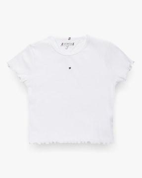 girls ribbed regular fit round-neck top