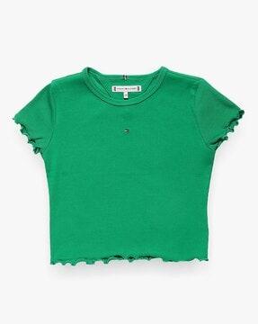 girls ribbed regular fit round-neck top