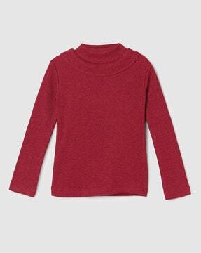girls ribbed turtle-neck top