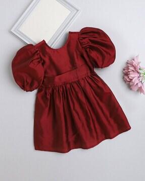 girls round-neck fit & flare dress