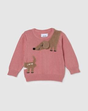 girls round-neck pullover with applique