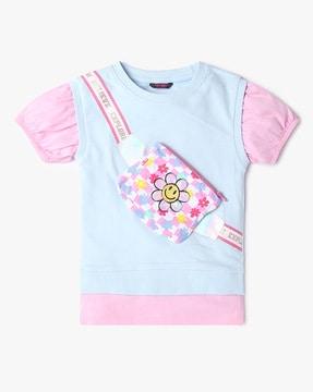 girls round-neck top with applique