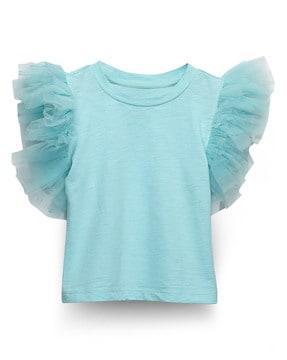 girls round-neck top with extended sleeves