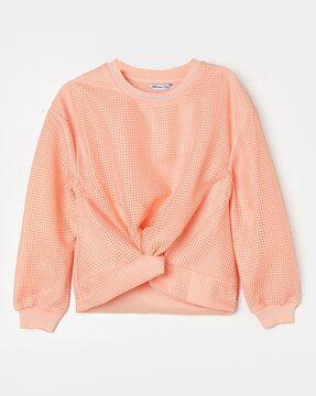girls round-neck top with full sleeves