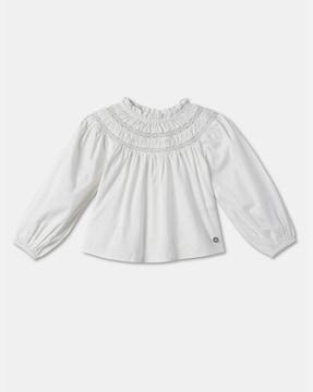 girls round-neck top with full-sleeves