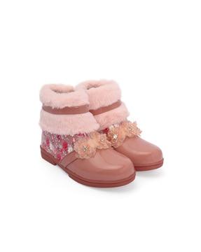 girls round-toe ankle-length boots