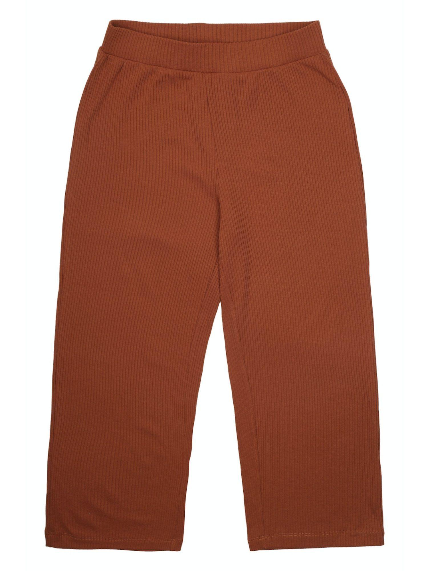 girls rust solid pants