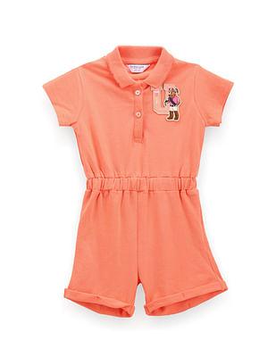 girls scallop collar polo romper