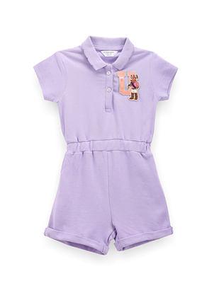 girls scallop collar polo romper