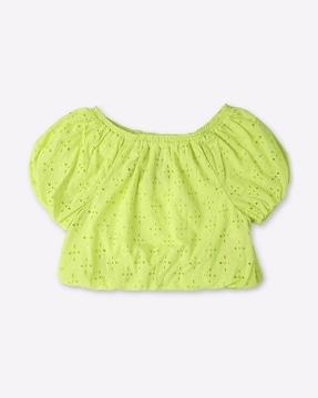 girls schiffli embroidered top