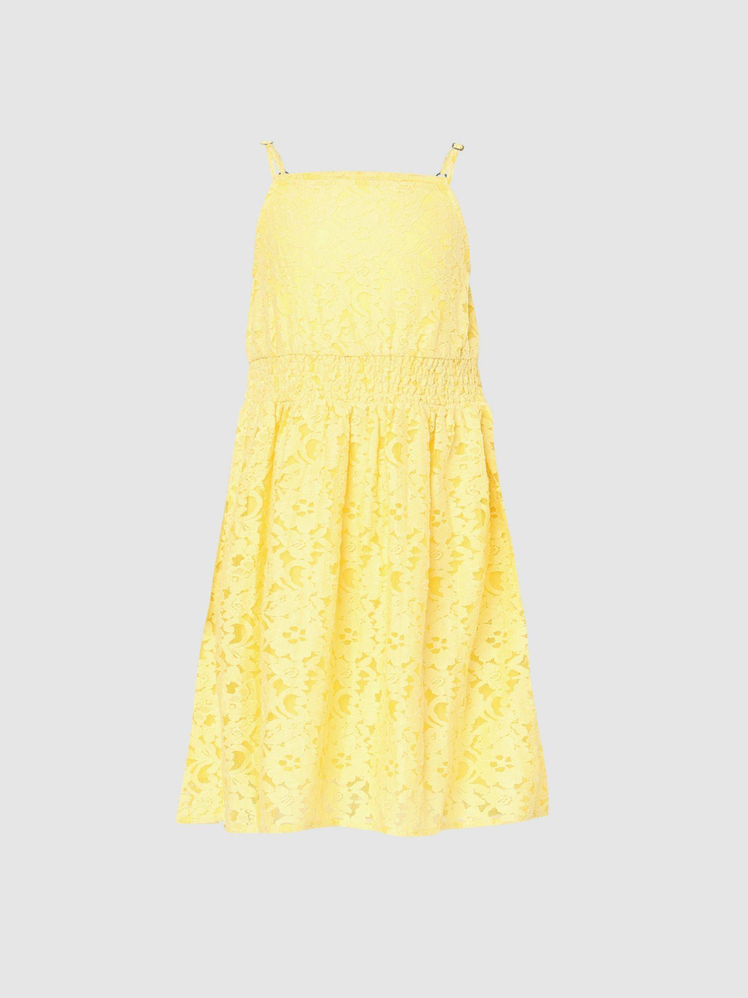 girls self design yellow dress