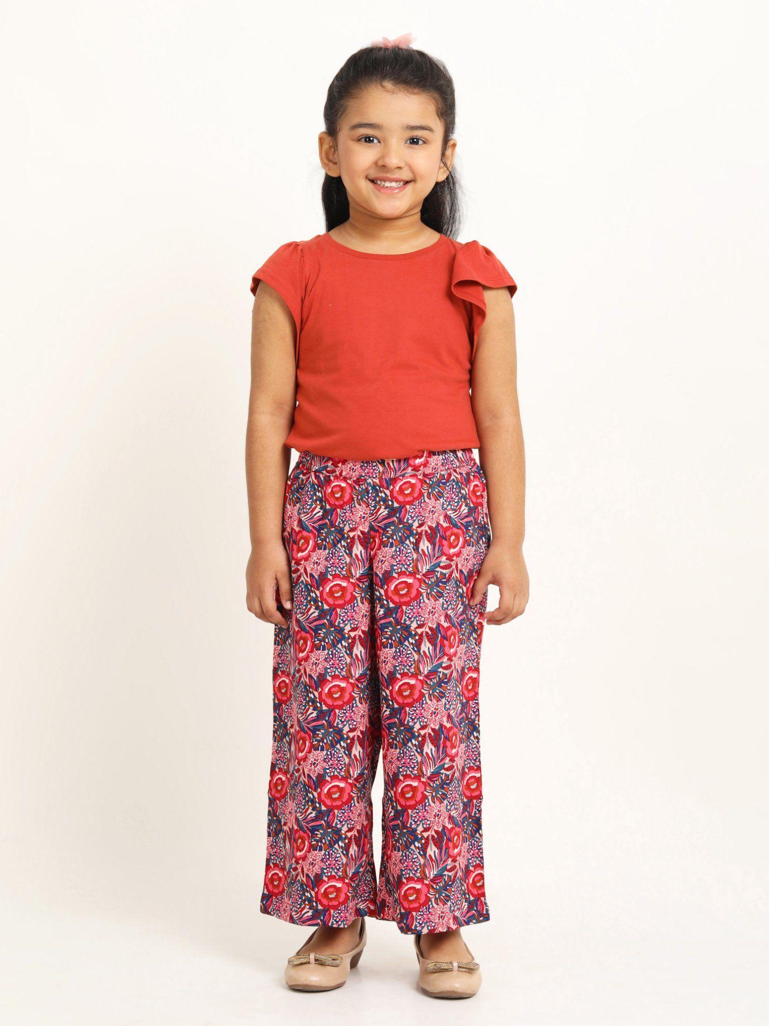 girls serena top with culottes clothing - rust orange (set of 2)