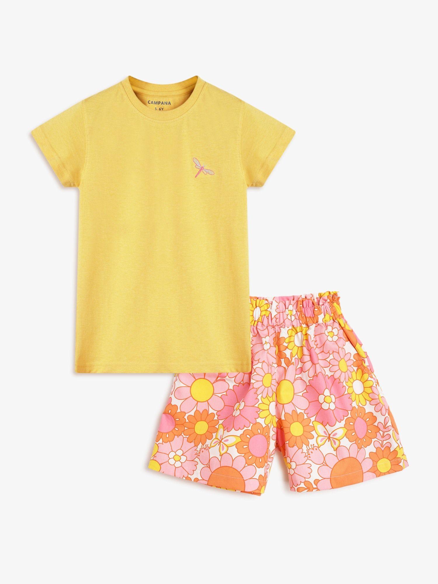 girls shorts & top clothing yellow (set of 2)