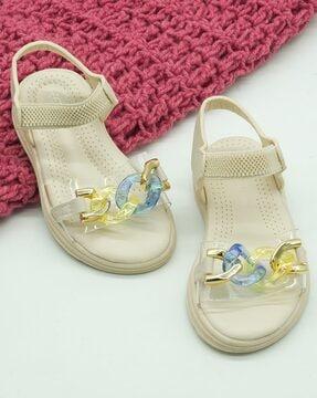 girls slip-on sandals with chain accent
