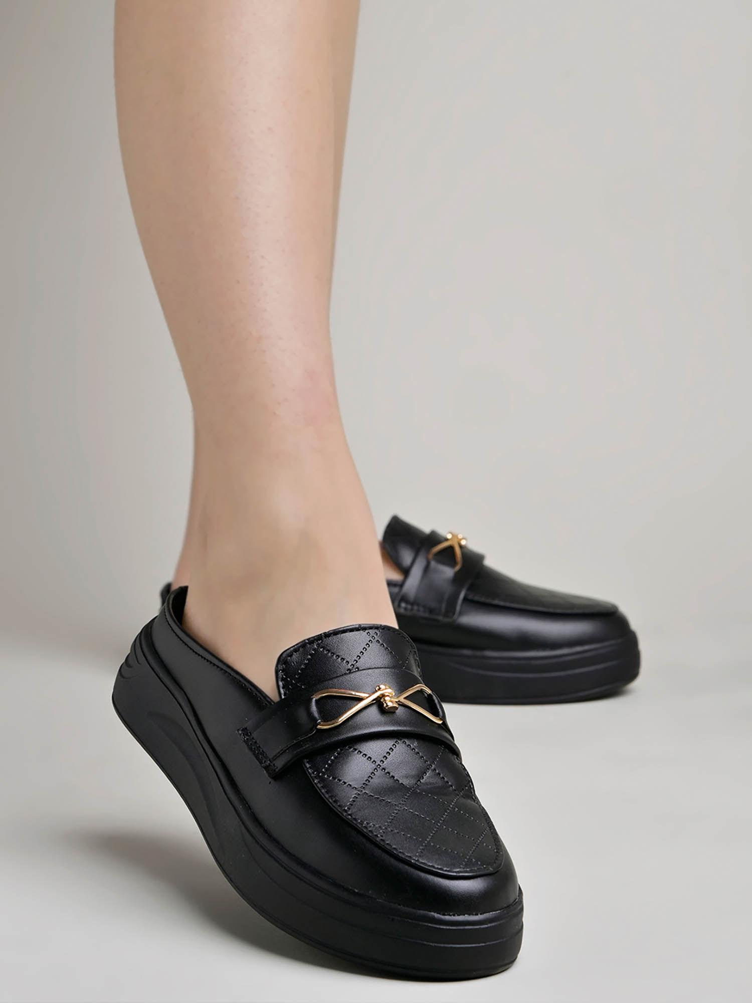 girls smart casual comfortable black loafers