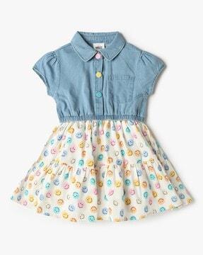 girls smiley print fit & flare dress