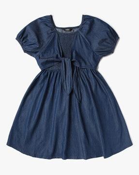 girls smocked fit & flare dress