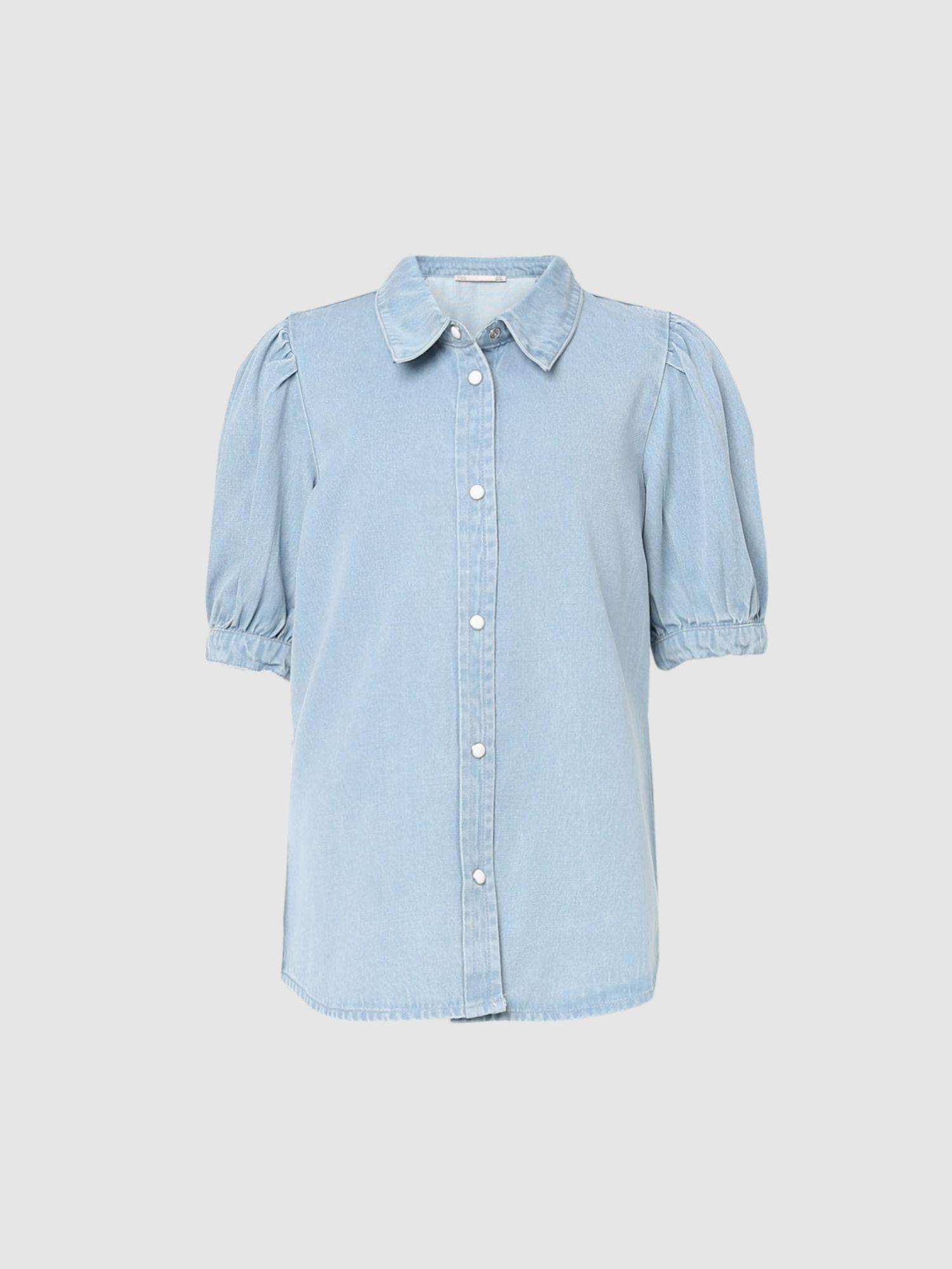 girls solid blue shirt