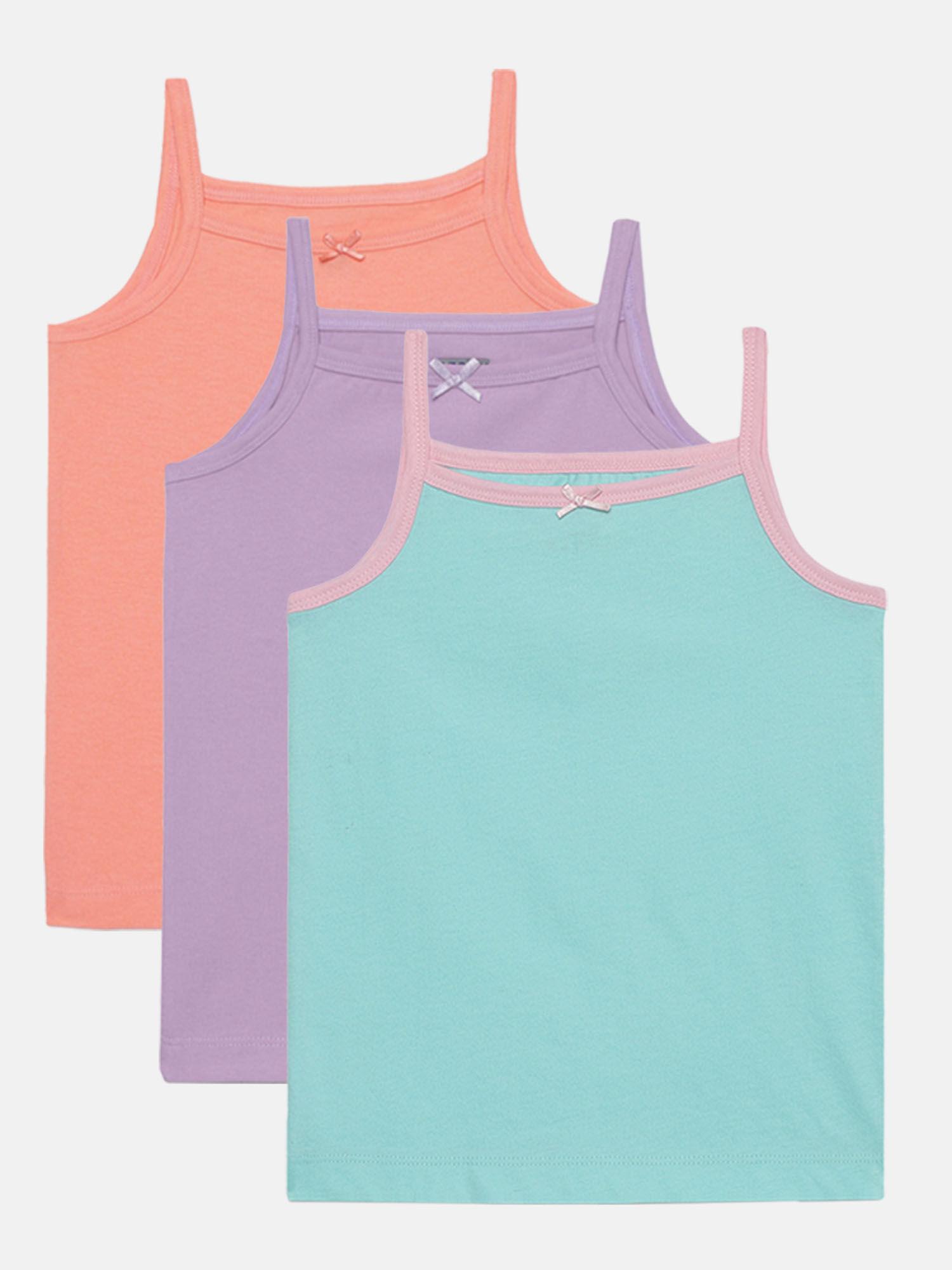 girls solid camisole (pack of 3)
