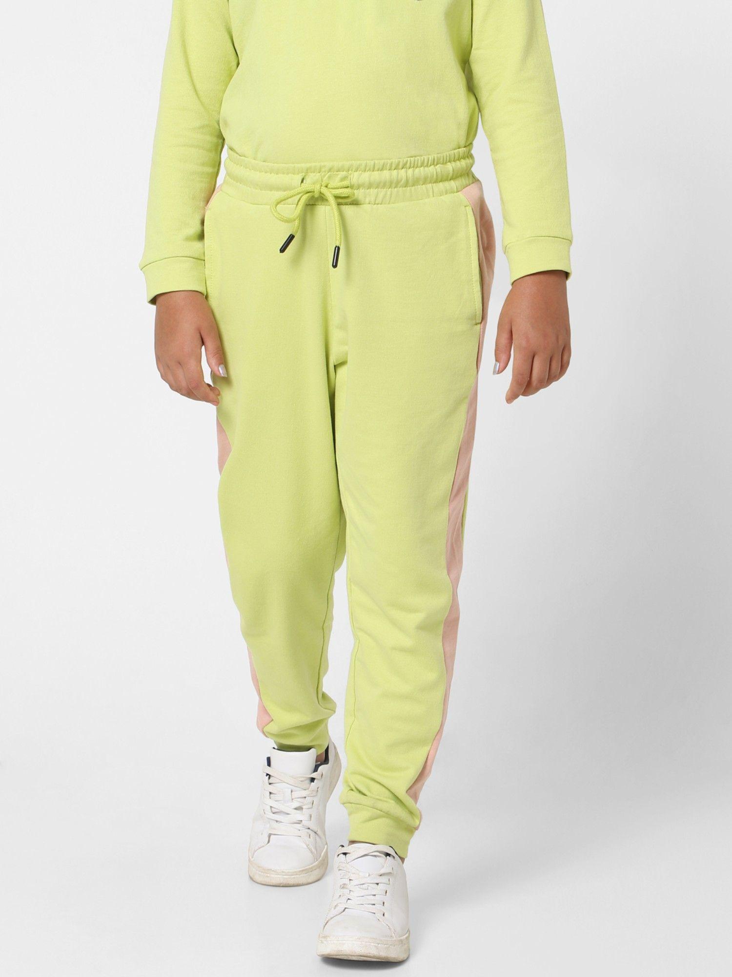 girls solid casual green trackpant