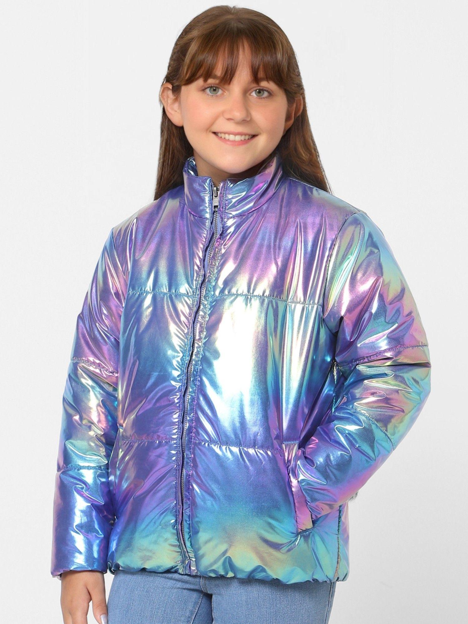 girls solid casual multicolor jacket